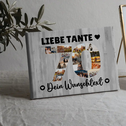 Personalisierte Fotoleinwand mit Wunschtext zum 70 Geburtstag Tante