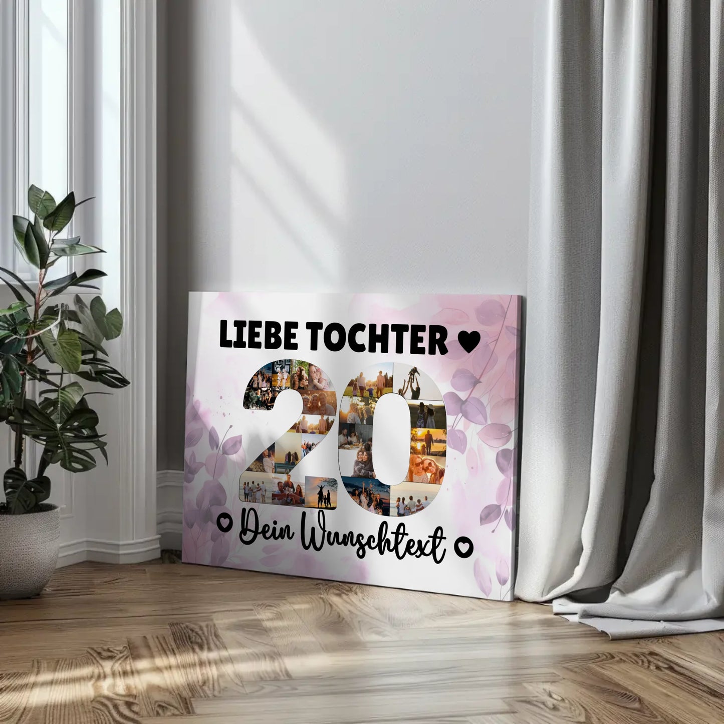 Personalisierte Fotoleinwand Wunschtext 20 Geburtstag Tochter