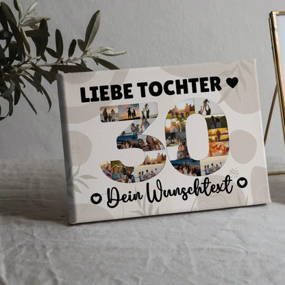 Personalisierte Fotoleinwand Wunschtext 30 Geburtstag Tochter