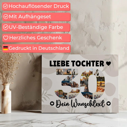 Personalisierte Fotoleinwand Wunschtext 30 Geburtstag Tochter