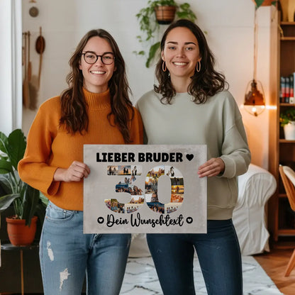 Personalisierte Fotoleinwand mit Wunschtext 30 Geburtstag Bruder