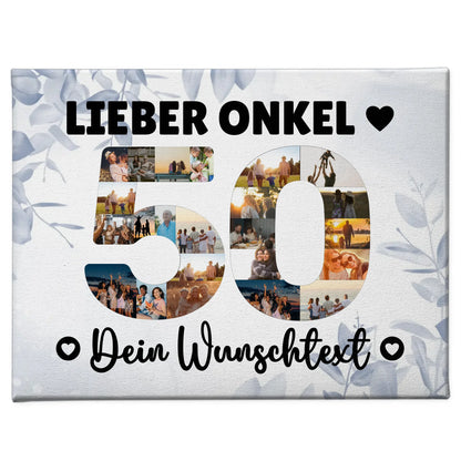 Personalisierte Fotoleinwand Wunschtext 50 Geburtstag Onkel