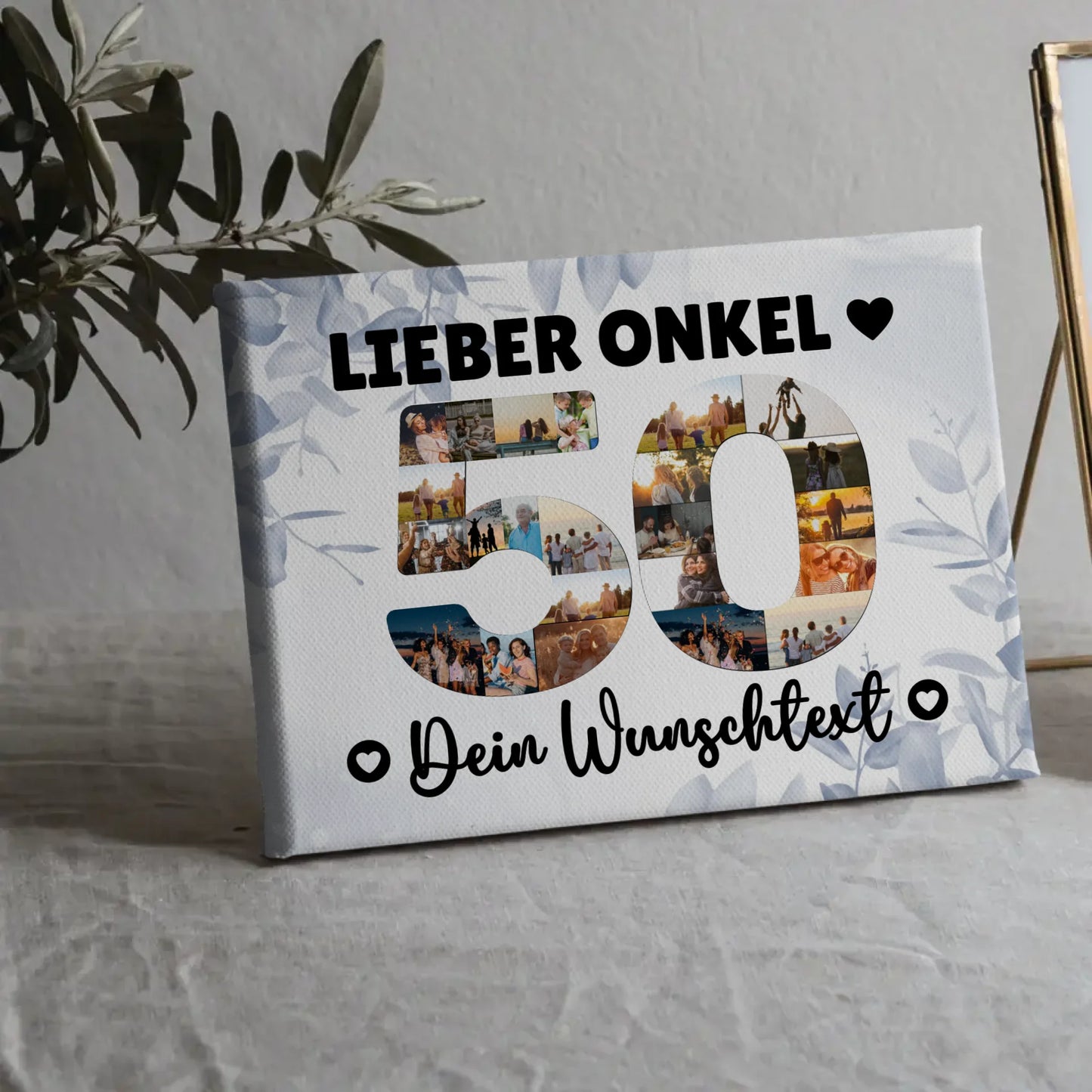 Personalisierte Fotoleinwand Wunschtext 50 Geburtstag Onkel
