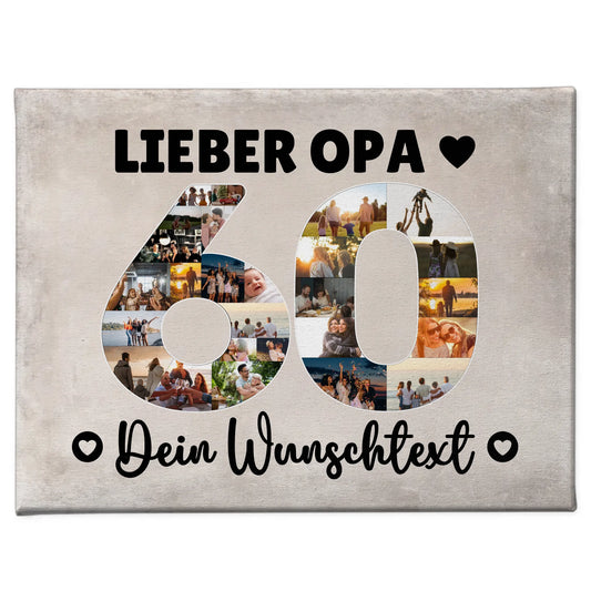 Personalisierte Fotoleinwand mit Wunschtext 60 Geburtstag Opa