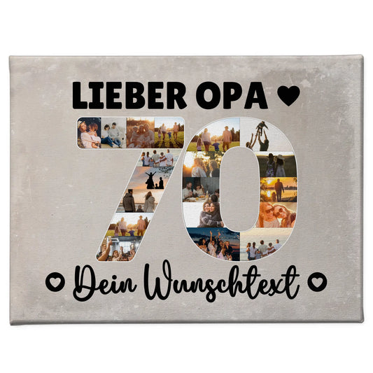 Personalisierte Fotoleinwand mit Wunschtext 70 Geburtstag Opa
