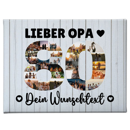 Personalisierte Fotoleinwand mit Wunschtext 80 Geburtstag Opa