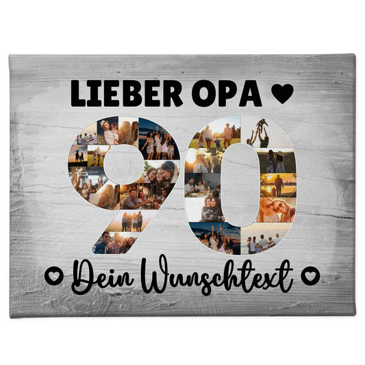 Personalisierte Fotoleinwand mit Wunschtext zum 90 Geburtstag Opa