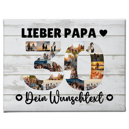 Personalisierte Fotoleinwand mit Wunschtext zum 30. Geburtstag Papa