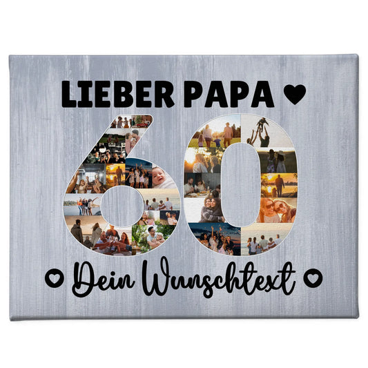 Personalisierte Fotoleinwand mit Wunschtext 60 Geburtstag Papa