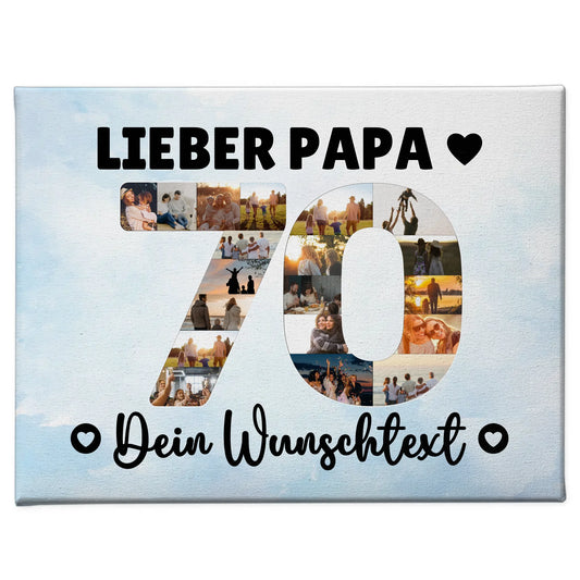 Personalisierte Fotoleinwand Wunschtext 70 Geburtstag Papa