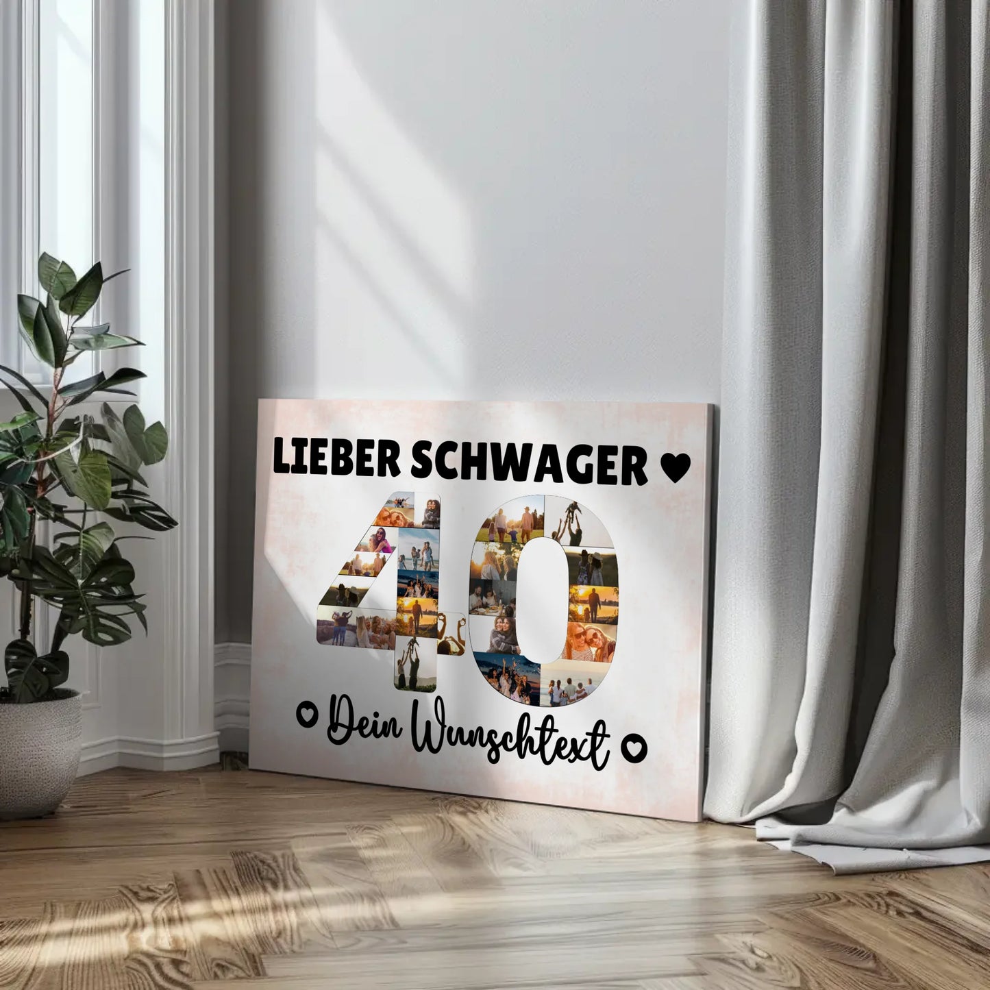 Personalisierte Fotoleinwand mit Wunschtext 40 Geburtstag Schwager