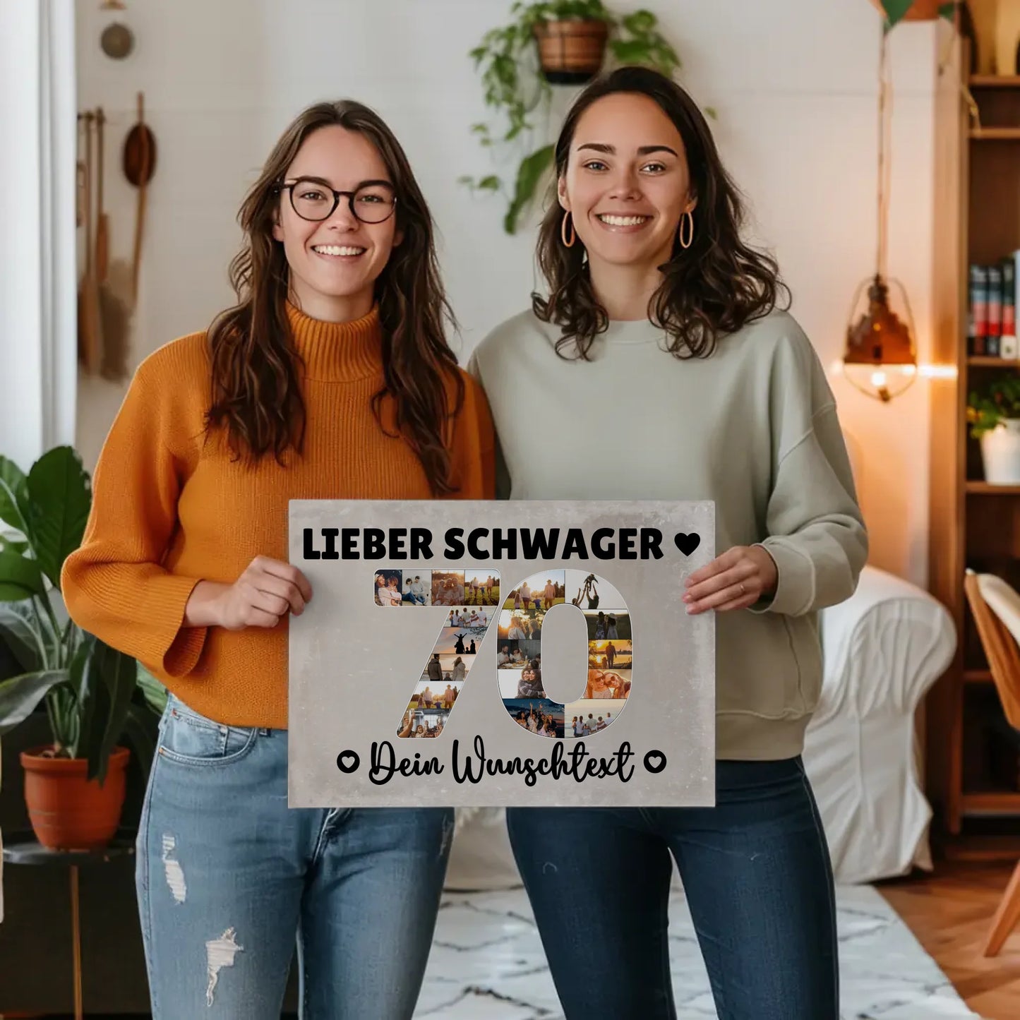 Personalisierte Fotoleinwand Wunschtext 70 Geburtstag Schwager