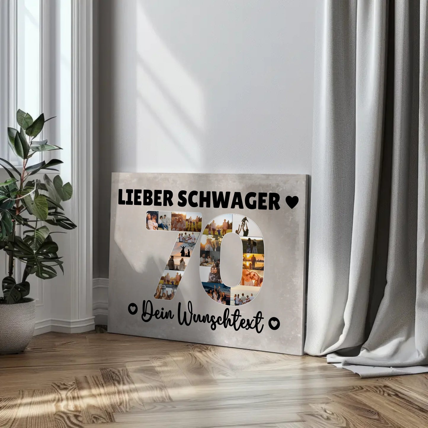 Personalisierte Fotoleinwand Wunschtext 70 Geburtstag Schwager