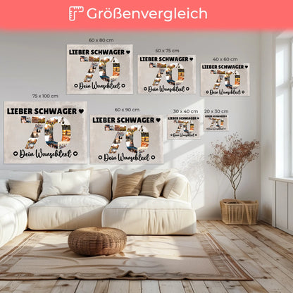 Personalisierte Fotoleinwand Wunschtext 70 Geburtstag Schwager