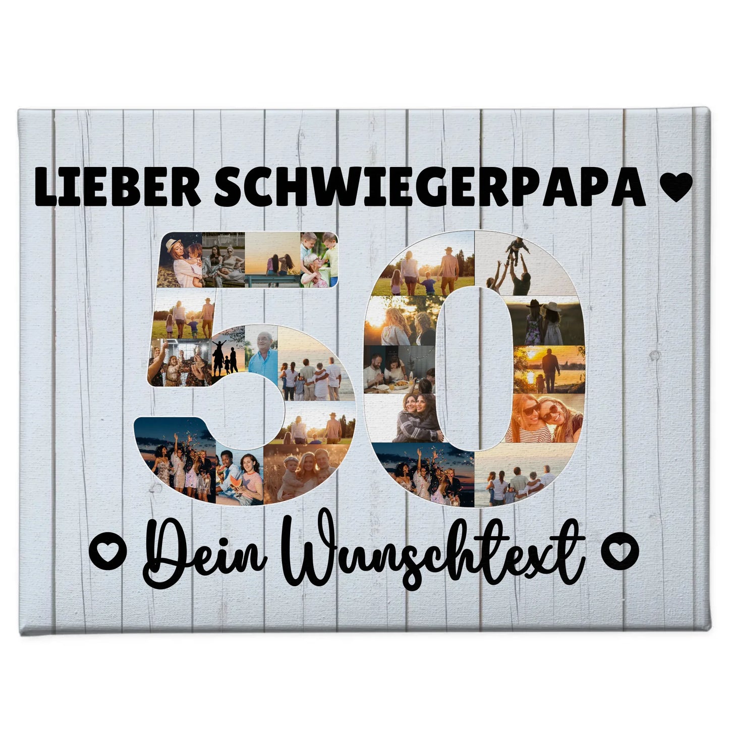 Personalisierte Fotoleinwand mit Wunschtext zum 50 Geburtstag Schwiegerpapa