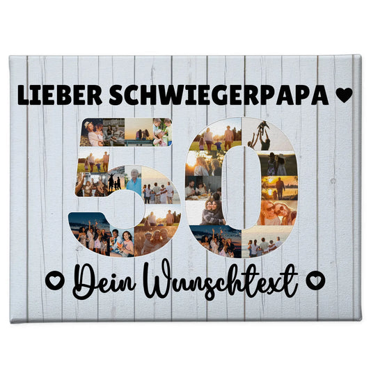 Personalisierte Fotoleinwand mit Wunschtext zum 50 Geburtstag Schwiegerpapa