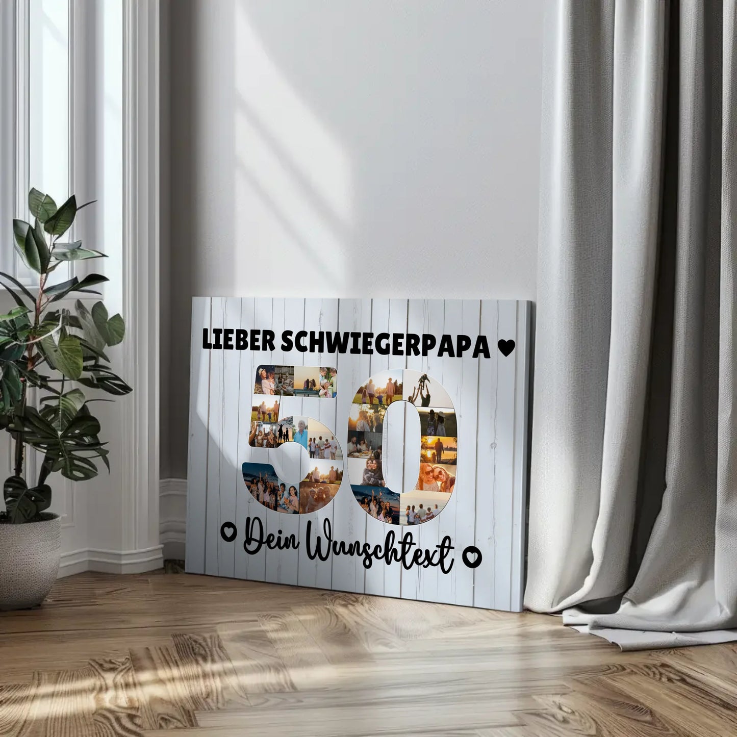 Personalisierte Fotoleinwand mit Wunschtext zum 50 Geburtstag Schwiegerpapa
