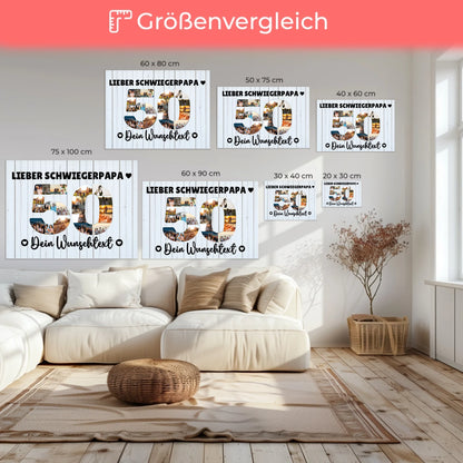 Personalisierte Fotoleinwand mit Wunschtext zum 50 Geburtstag Schwiegerpapa