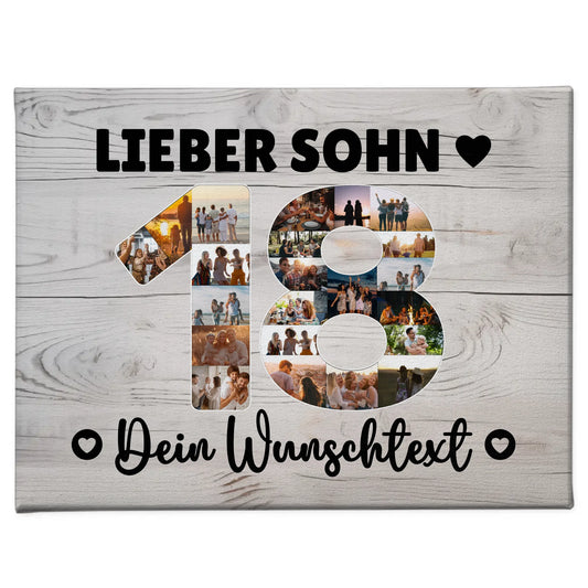 Personalisierte Fotoleinwand mit Wunschtext 18 Geburtstag Sohn