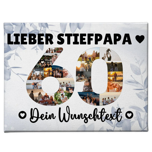 Personalisierte Fotoleinwand mit Wunschtext zum 60 Geburtstag Stiefpapa