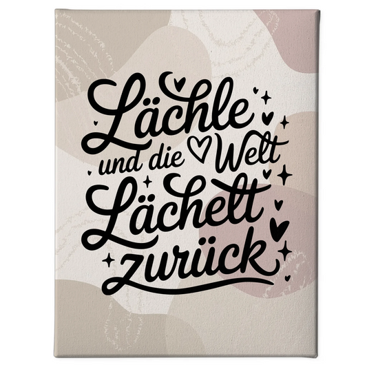 Personalisierte Leinwand Spruch Lächle und die Welt lächelt zurück