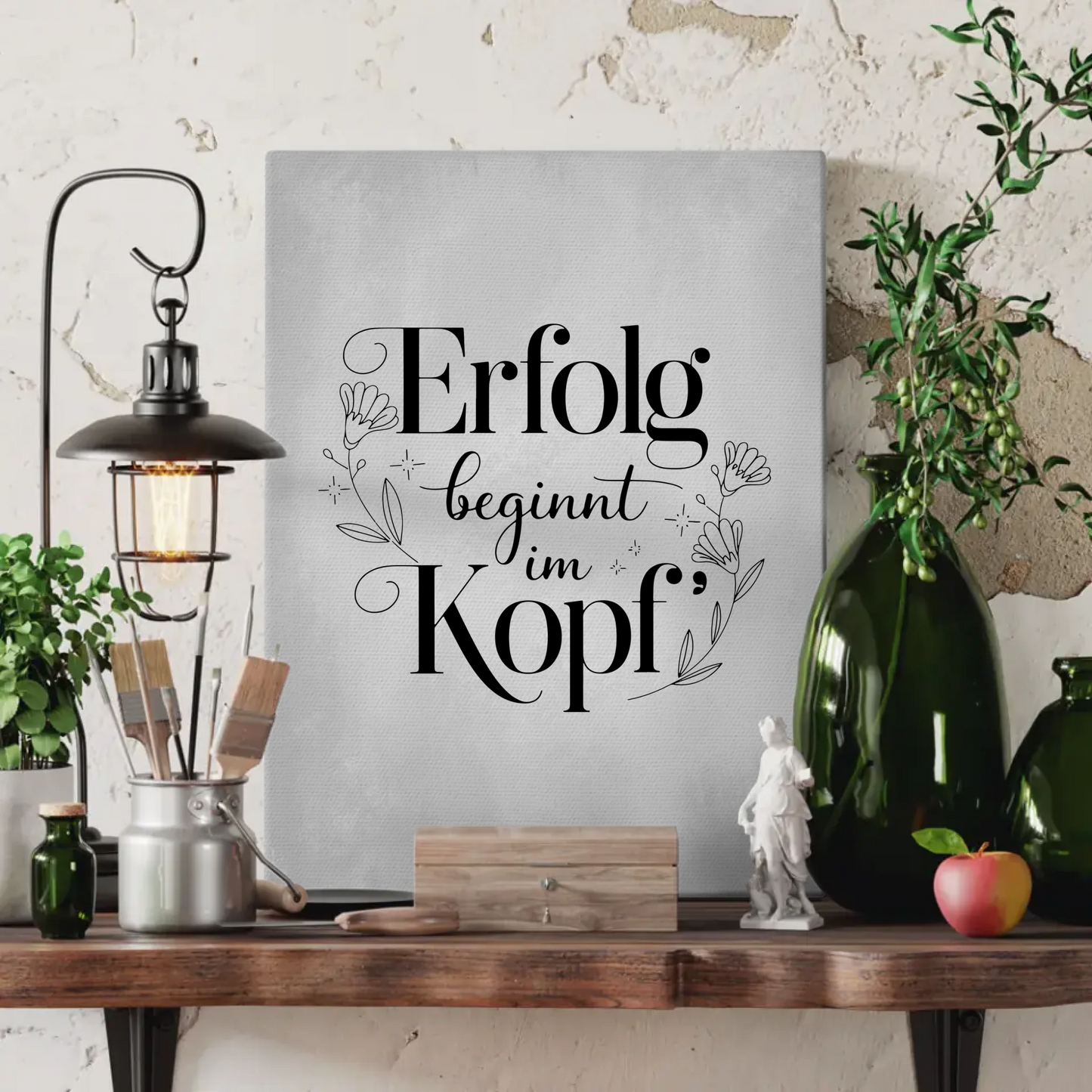 Spruch Leinwand Erfolg beginnt im Kopf personalisiert gestalten