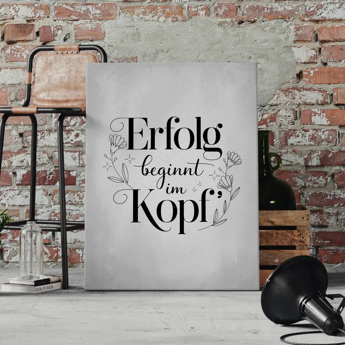 Spruch Leinwand Erfolg beginnt im Kopf personalisiert gestalten