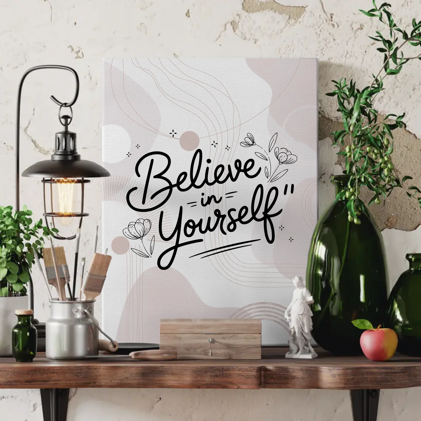 Personalisierte Leinwand Spruch Believe in yourself Geschenk