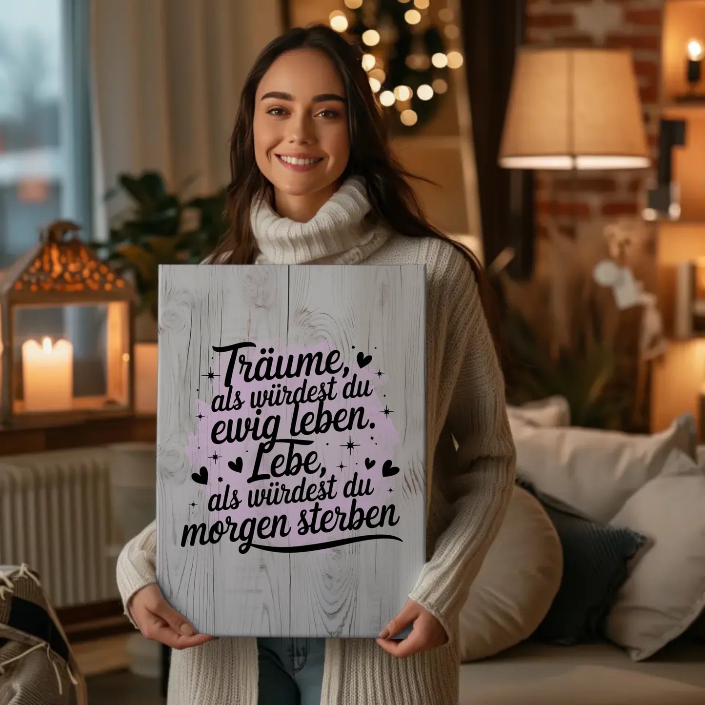 Spruch Leinwand Träume lebe als würdest du morgen sterben
