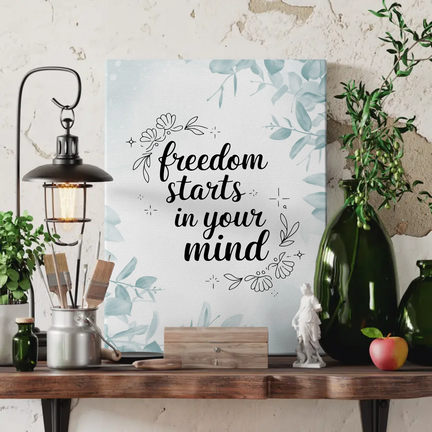 Spruch Leinwand Freedom starts in your mind personalisiert