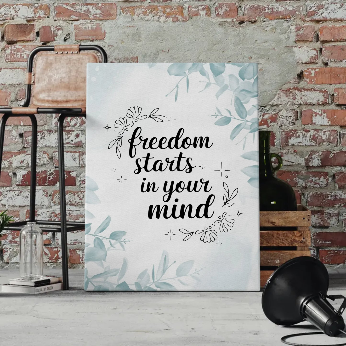 Spruch Leinwand Freedom starts in your mind personalisiert