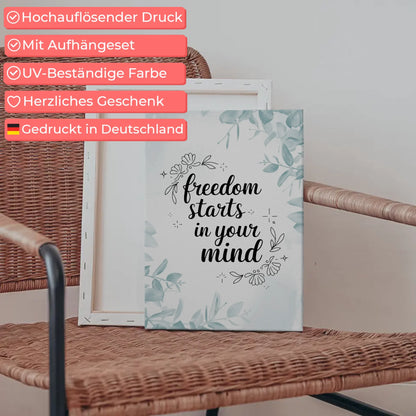 Spruch Leinwand Freedom starts in your mind personalisiert