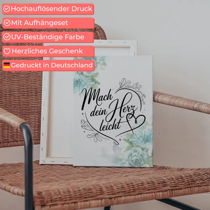 Personalisierte Sprüche Leinwand Mach dein Herz leicht Geschenk