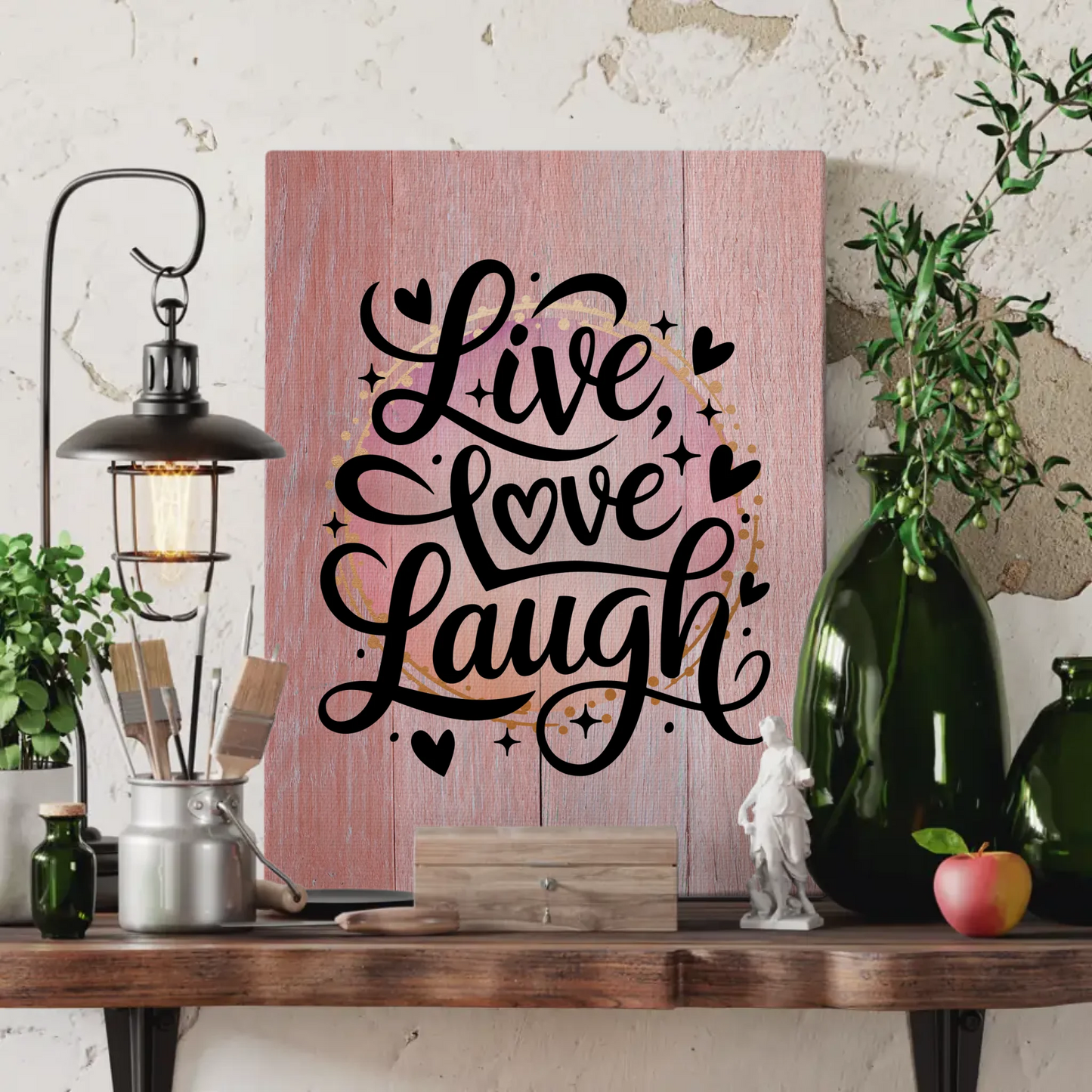 Sprüche Leinwand Live Love Laugh personalisierte Geschenke