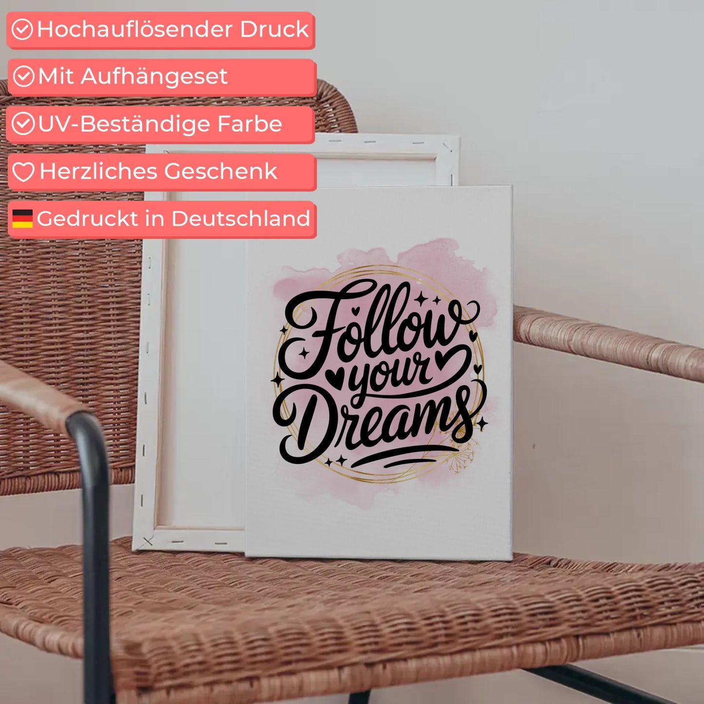 Leinwand Mit Spruch Follow your dreams Persönliches Geschenk