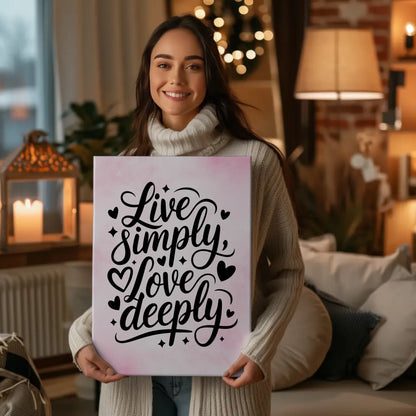 Spruch Leinwand Live simply love deeply personalisiert gestalten