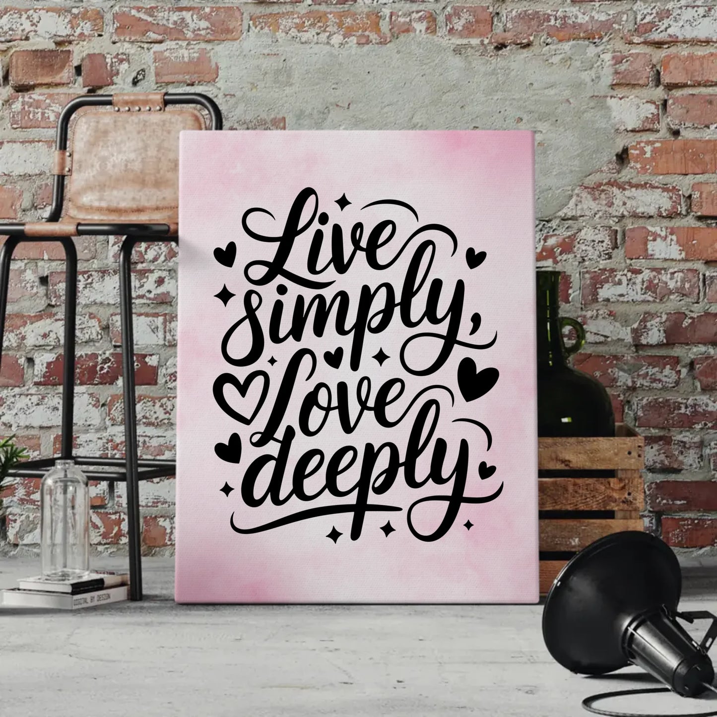 Spruch Leinwand Live simply love deeply personalisiert gestalten