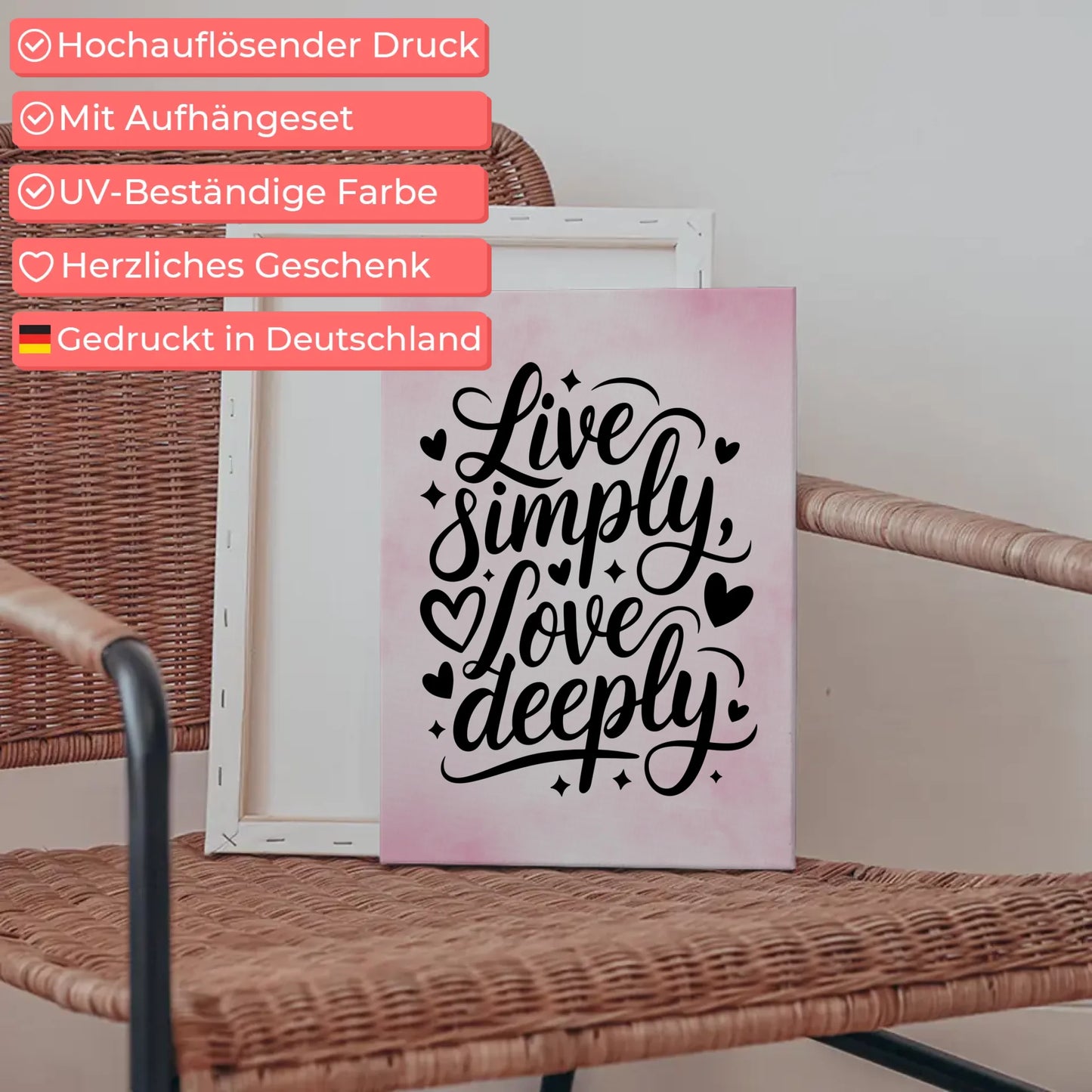 Spruch Leinwand Live simply love deeply personalisiert gestalten
