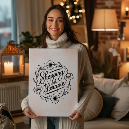 Personalisierte Sprüche Leinwand Shopping ist Therapie Geschenk
