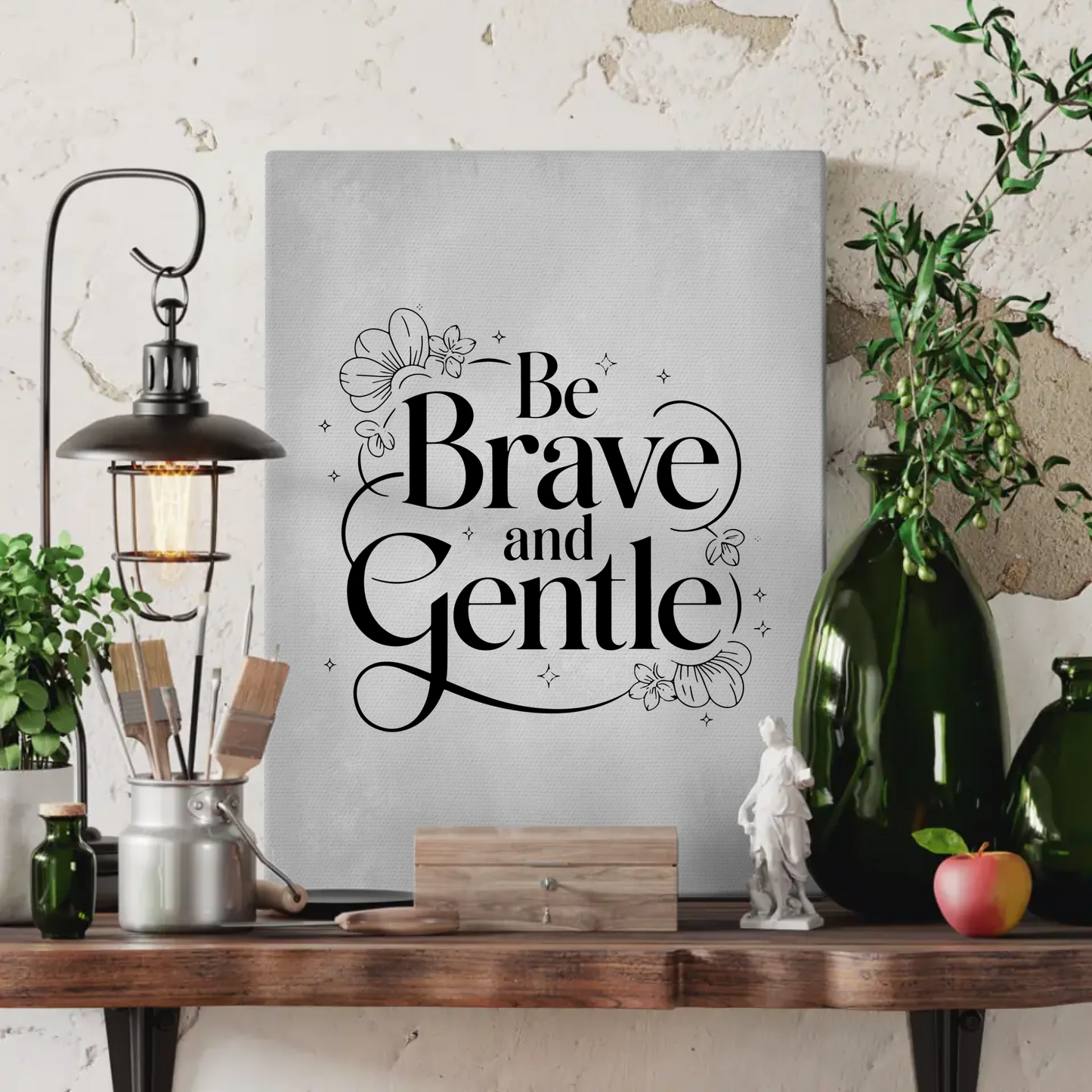 Leinwand mit Spruch Be brave and gentle personalisiert
