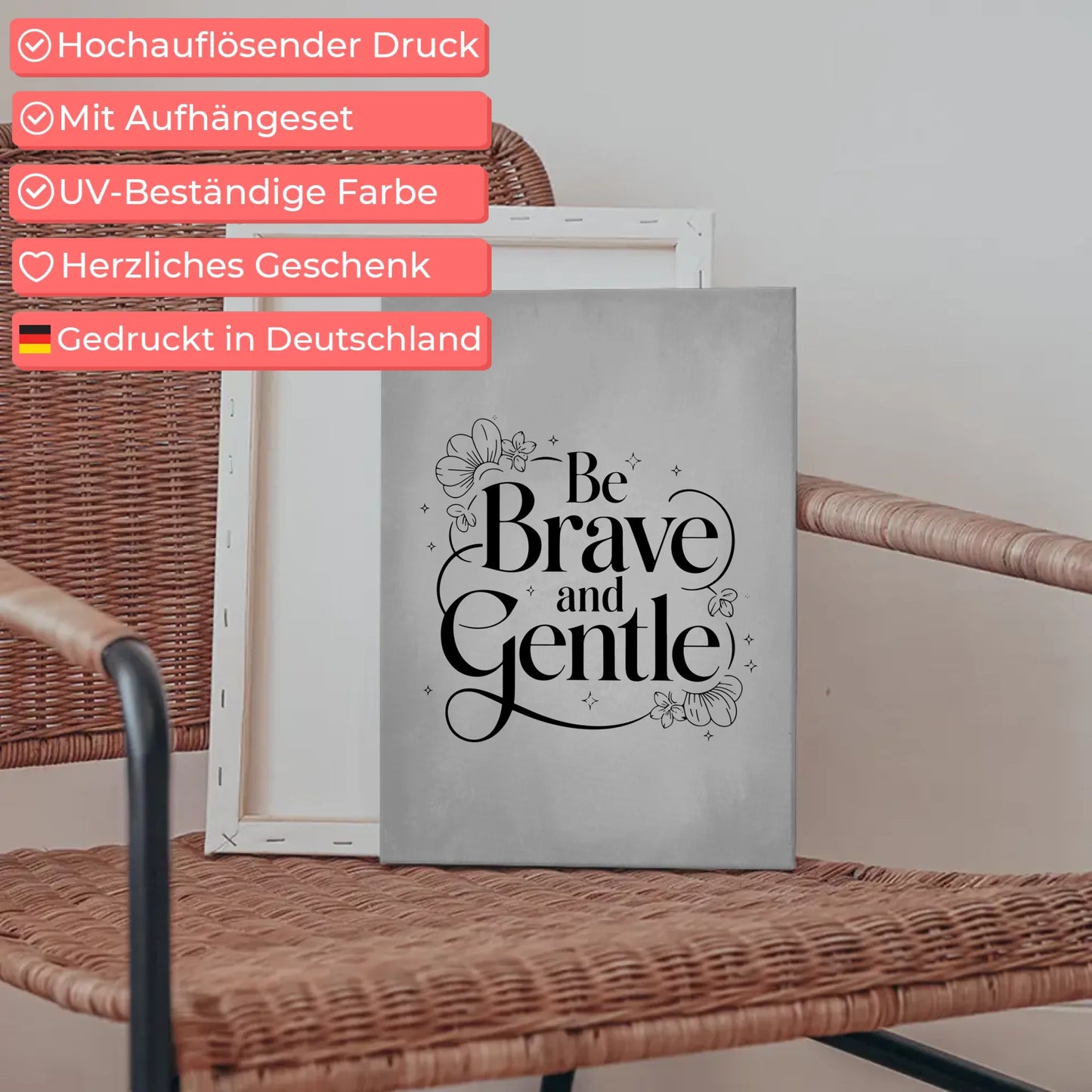 Leinwand mit Spruch Be brave and gentle personalisiert