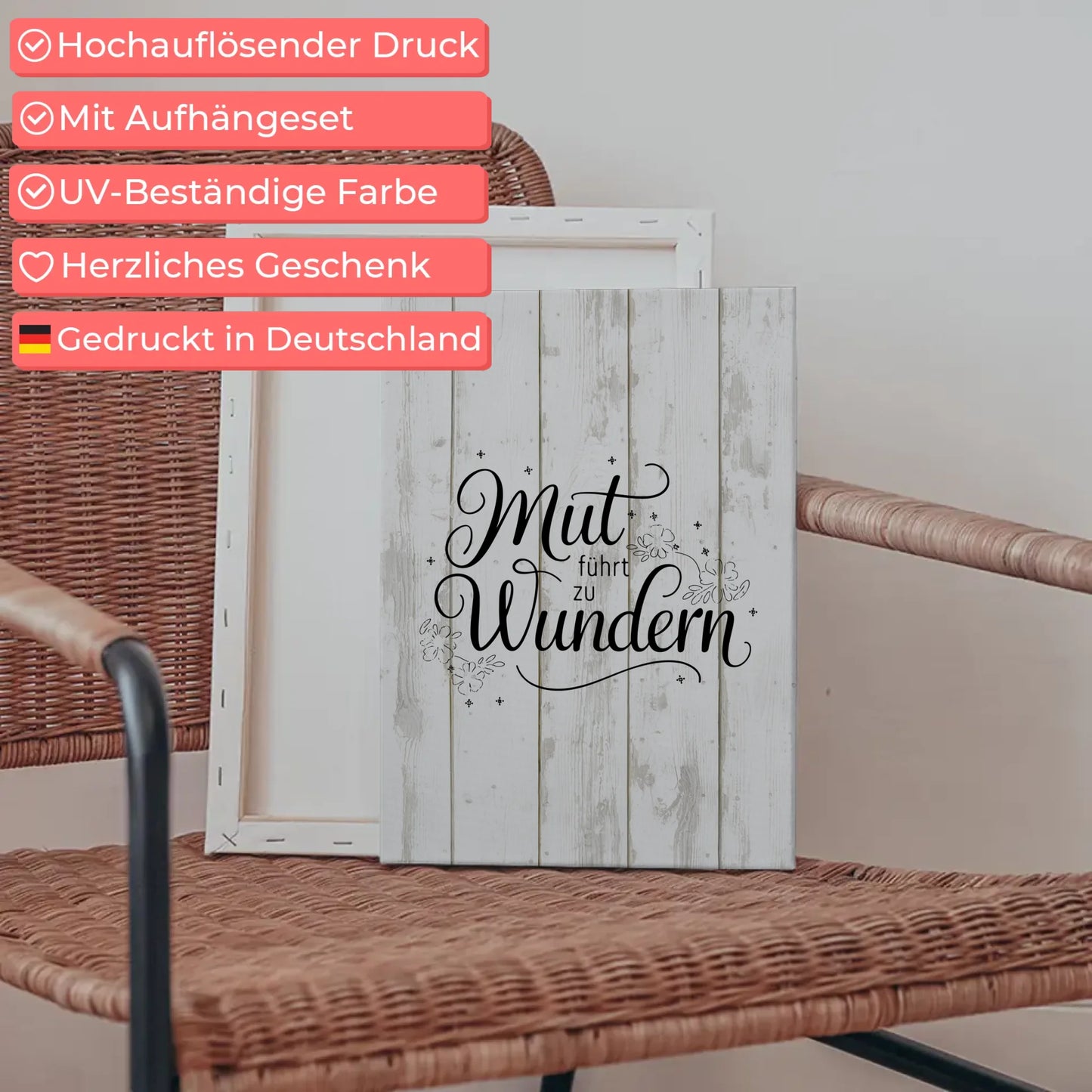 Leinwand Spruch Mut führt zu Wundern personalisierte Geschenke