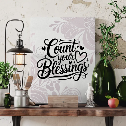 Leinwand Spruch Count your blessings personalisierte Geschenke