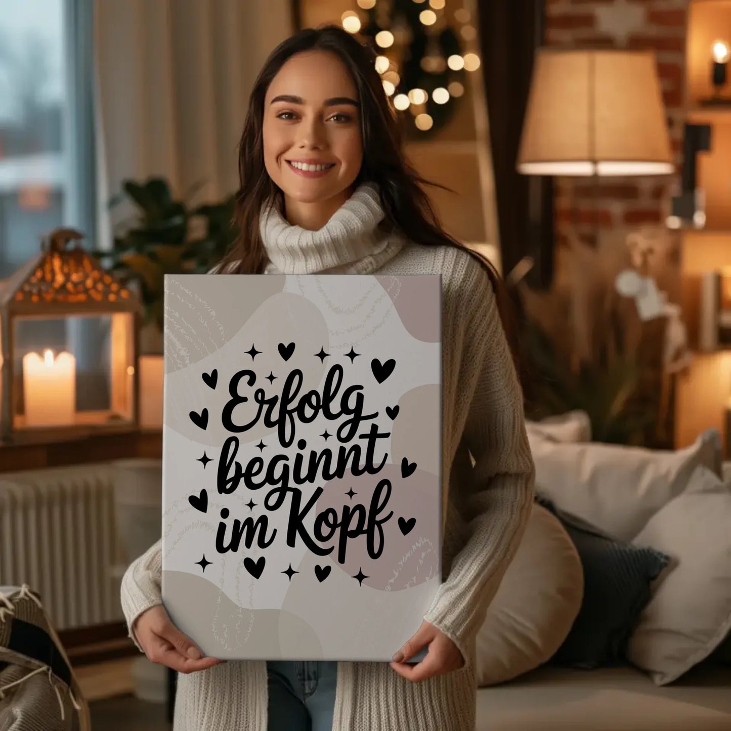 Personalisierte Spruch Leinwand Erfolg beginnt im Kopf