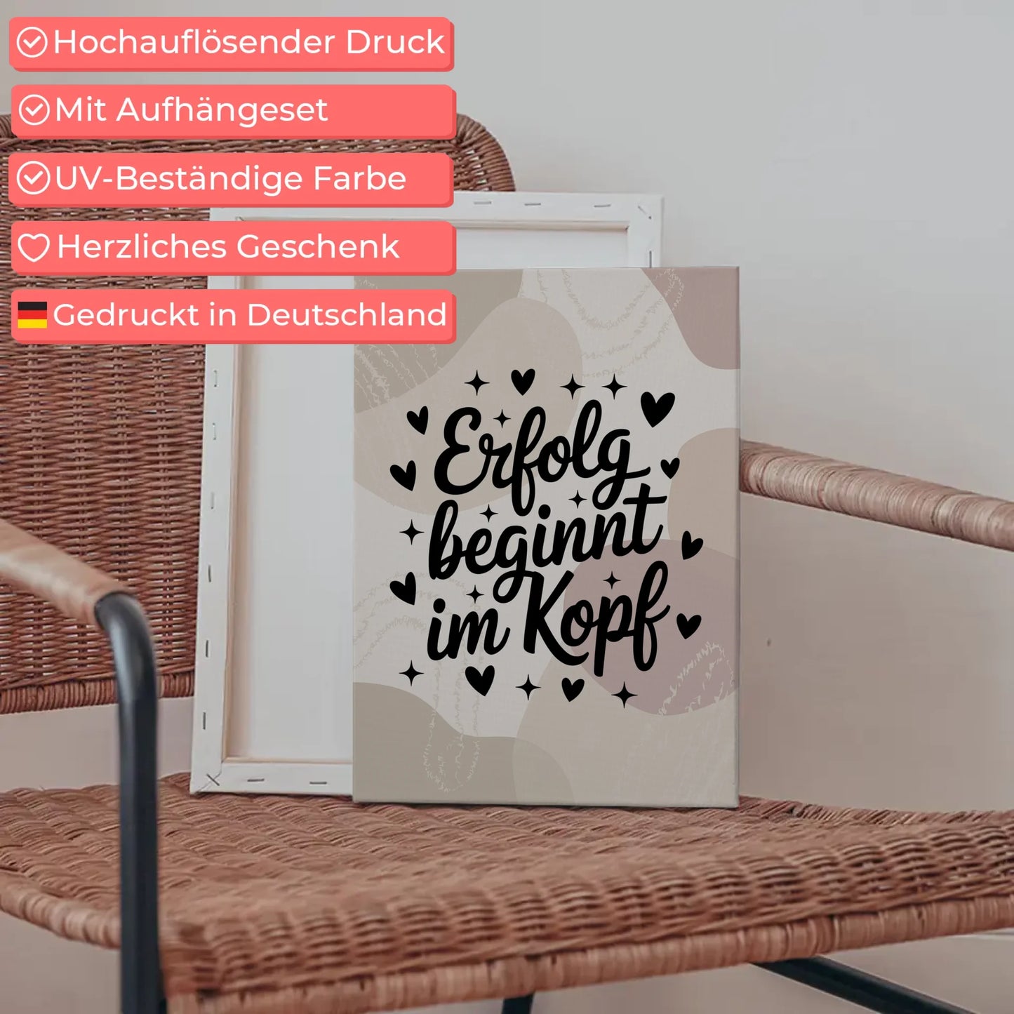 Personalisierte Spruch Leinwand Erfolg beginnt im Kopf