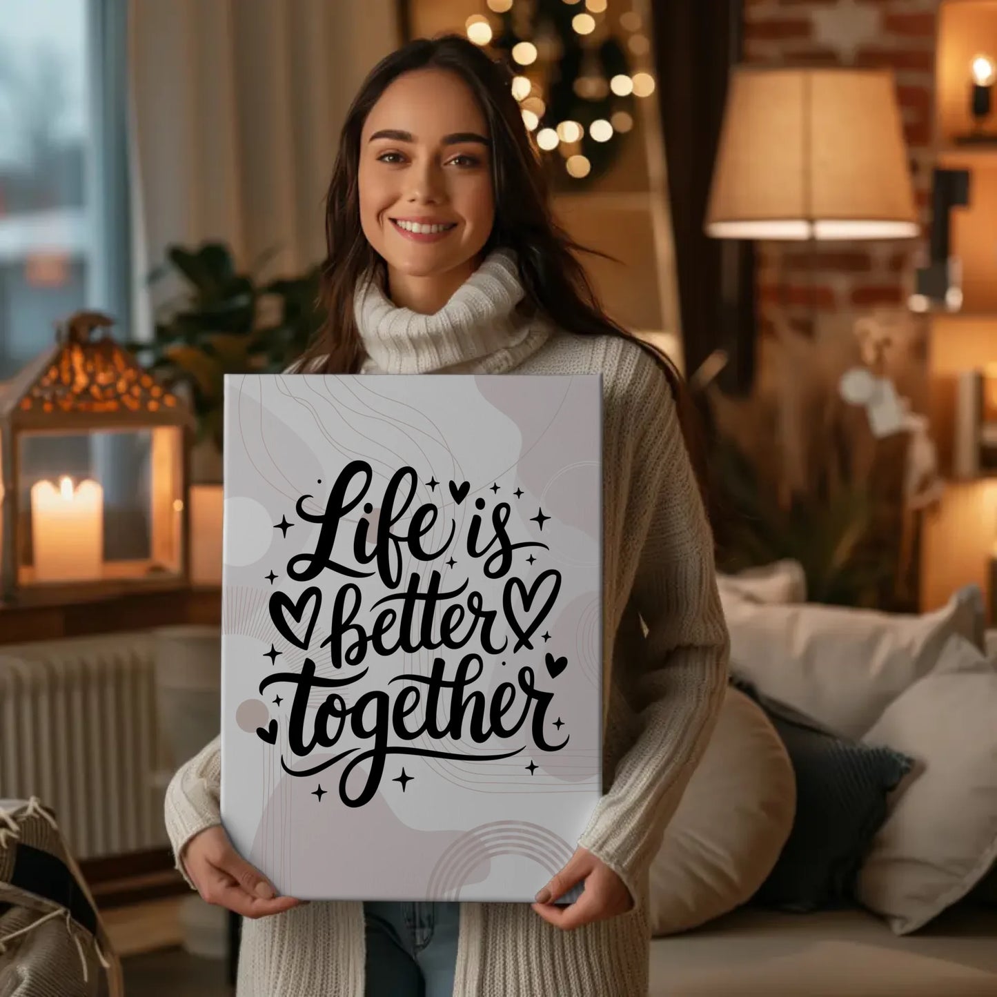 Personalisierte Sprüche Leinwand Life is better together