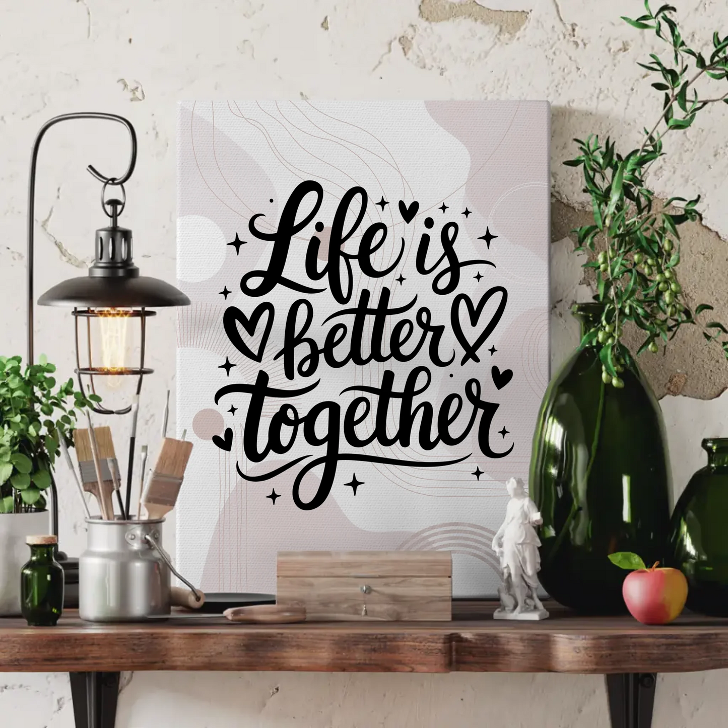 Personalisierte Sprüche Leinwand Life is better together