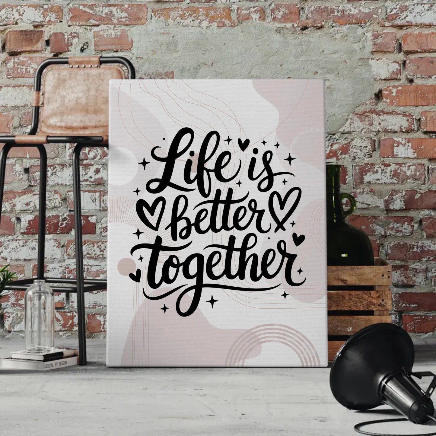 Personalisierte Sprüche Leinwand Life is better together