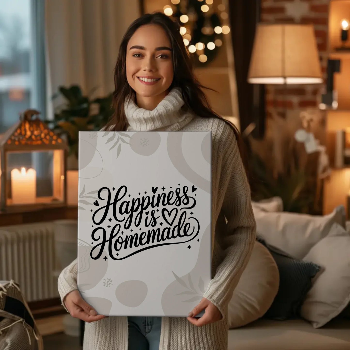 Leinwand Mit Spruch Happiness is homemade Personalisierbar
