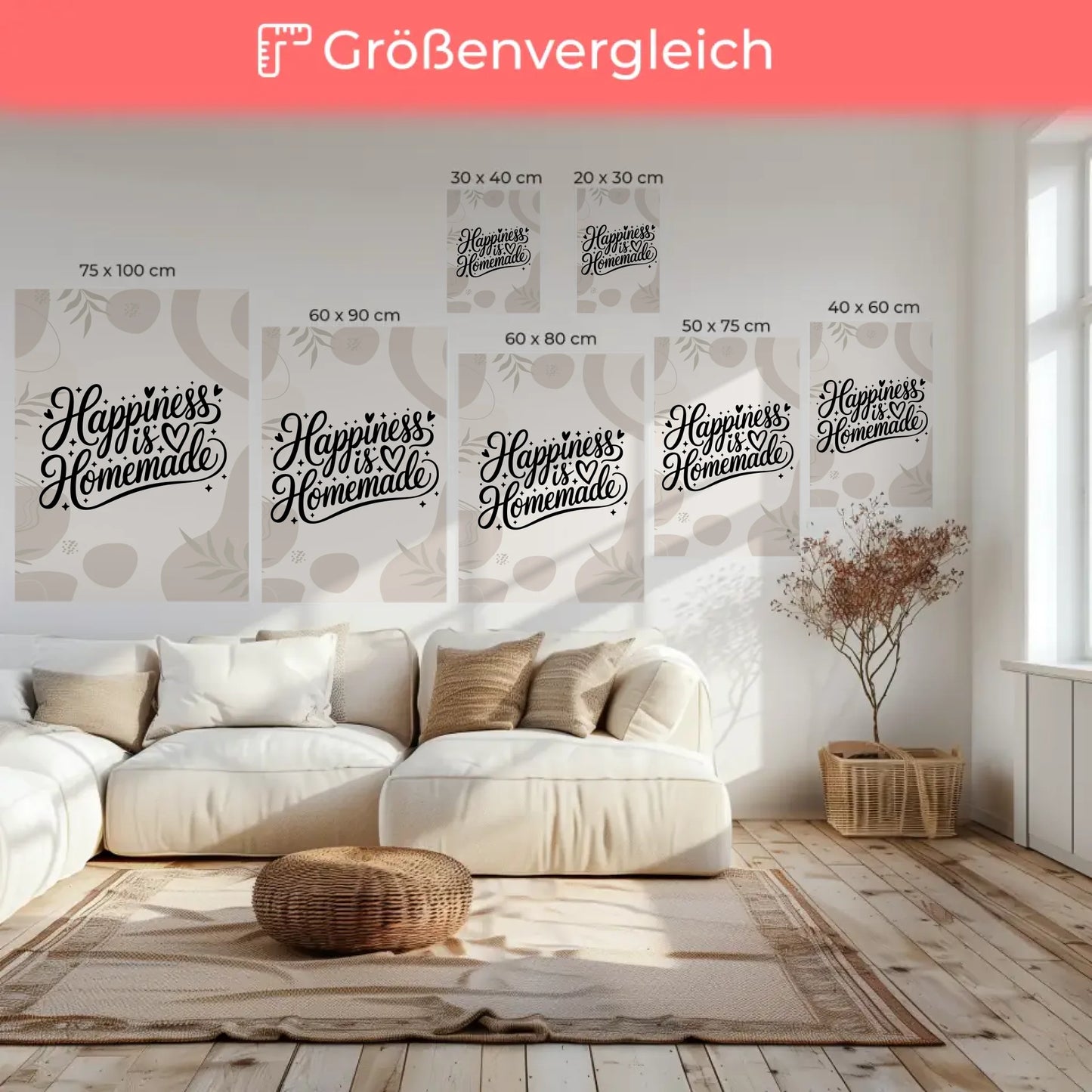 Leinwand Mit Spruch Happiness is homemade Personalisierbar